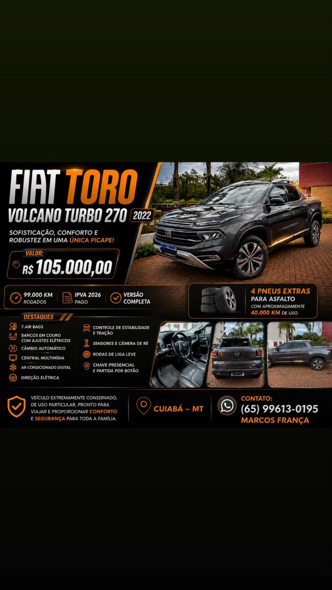 mfrmt's tweet photo. #cuiaba #matogrosso #fiat
#toro #volcano #agro #sitio #turbo https://t.co/6yD8XUWeFV