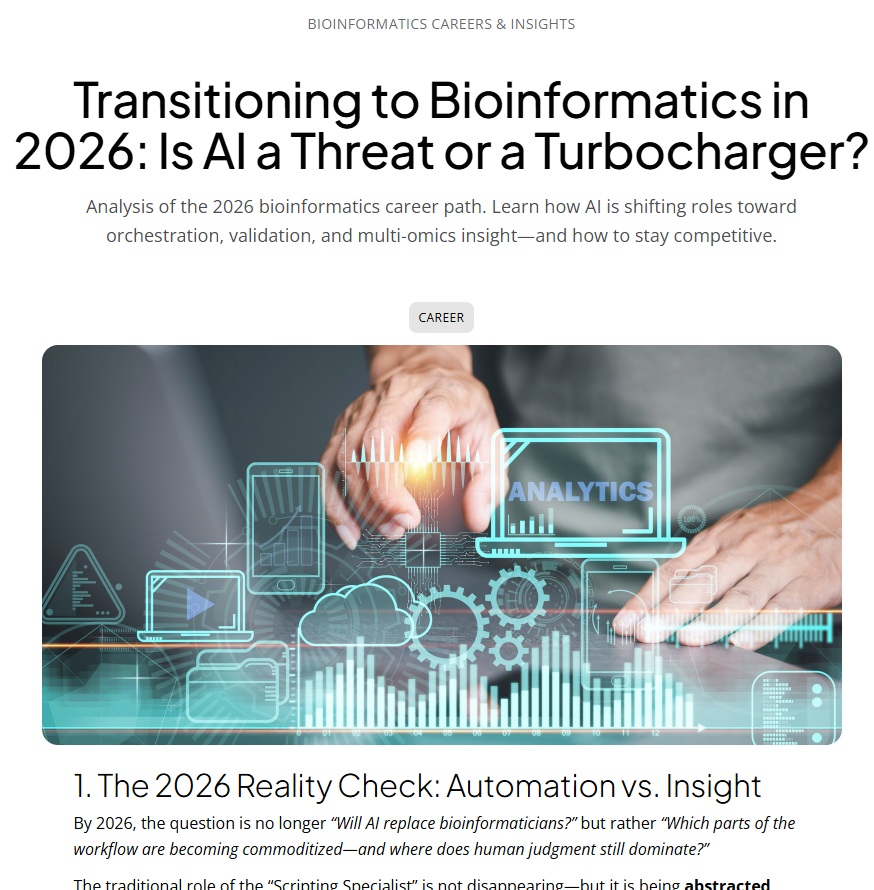 Hire_Omics's tweet photo. Is AI a Threat or a Turbocharger for Bioinformatics?
The question is no longer if, but when.....and what does that mean?

https://t.co/IZpYRu39RV

#bioinformatics #compbio #AI https://t.co/mQJql22ZR3