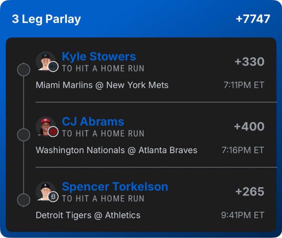 legacywin_'s tweet photo. 🚨 POWER TRIO HR LOTTO 💣⚾
Three dangerous bats. One ticket. Massive upside if the long balls start flying. 🔥

🎯 3-Leg Home Run Parlay (+7747)

💥 Kyle Stowers HR (+330)
💥 CJ Abrams HR (+400)
💥 Spencer Torkelson HR (+265)

Three sluggers with game-changing power. All it takes is one swing from each to turn this into a monster cash. 🚀💰

Who’s going yard first tonight? 👇

#MLB #MLBPicks #HomeRun #HRParlay #DingerAlert #KyleStowers #CJAbrams #SpencerTorkelson #Baseball #SportsBetting #BettingCommunity #BaseballTwitter #SportsTwitter #FridayNightBaseball #CashIt #MLBBets