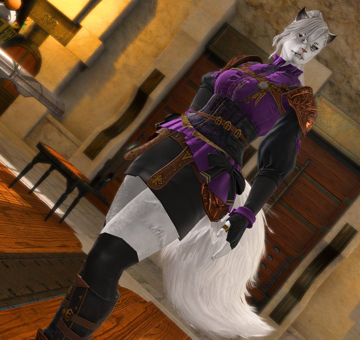 NyovaNebula's tweet photo. the new OC fending skirt goes so well with specific tops since it removes the metal bits! 💜 #ff14 #hrothgal 
(sorry for all the xiv posts recently haha i've been having fun 💟) https://t.co/fRGBgczgzL