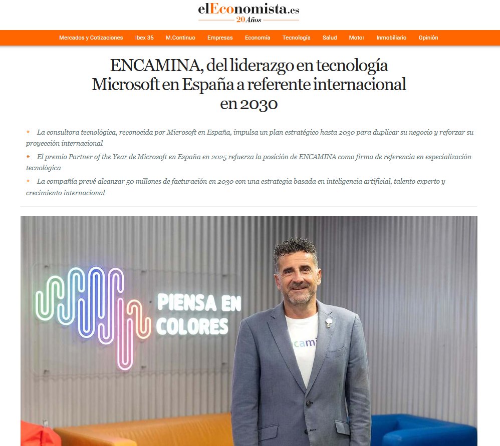 ENCAMINA's tweet photo. Una charla de nuestro CEO, @hdejuan, con @elEconomistaes, sobre cómo seguir creciendo, innovando y sobre todo, ayudando a nuestros clientes a transformar su forma de trabajar👉🏻https://t.co/yXWDnFCQ3i https://t.co/EScjKuDGci