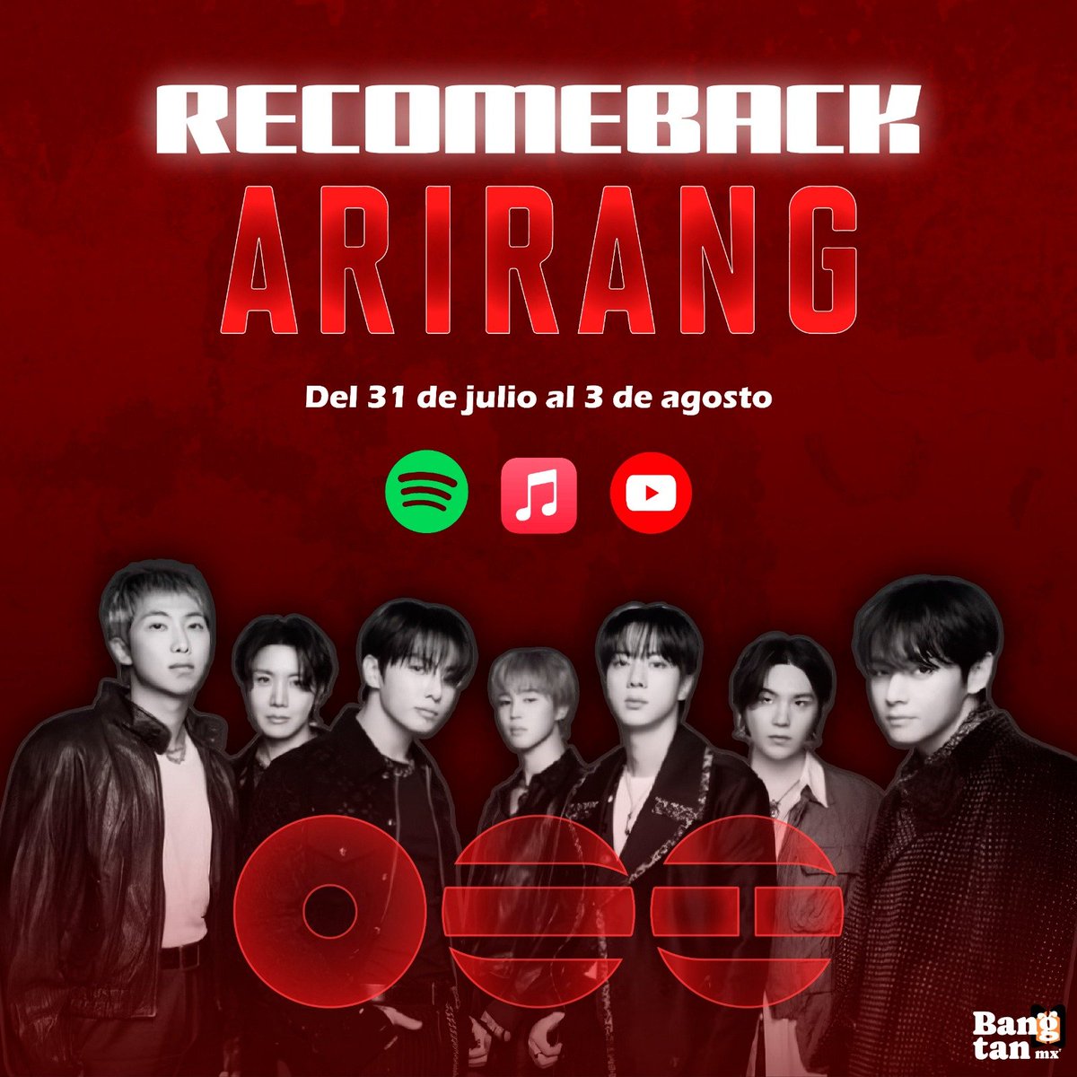 BangtanMx7's tweet photo. #ARMY Porque nosotras también nos unimos al RECOMEBACK #ARIRANG ‼️‼️‼️
LLEVEMOS #ARIRANG DE VUELTA ALA CIMA ‼️✨

Hoy alas 6:00 pm hora México .

La dinámica es fácil Deberás escojer un Guía al cual dejaras SS con marca de agua de que estas participando en el RECOMEBACK  #ARIRANG ‼️

Aquí abajo les dejaré a los guías ( ellos porpocionaran las playlist).
| @Promise95_13 
 | @BTSparkles 
| @i4taeosito 
 | @pjimndolly 
 | @goeskthh 
 | @glossktaeh 
 | @streambtsmexico 
 | @uarelip 
 | @min_yoongi44 
 | @li_V_ly 
 | @Vtaedii 
 | @lightjjk 
 | @BTS_welcomeback 
 | @godynamigth 
 | @miniminisoull 
 | @JiJixhope 
 | @Mikro_Mexico 
 | @jujulthaa

( Igual puedes dejarnos captura de que si están presentes en el recomback de arirang ) 

🐨🌸.