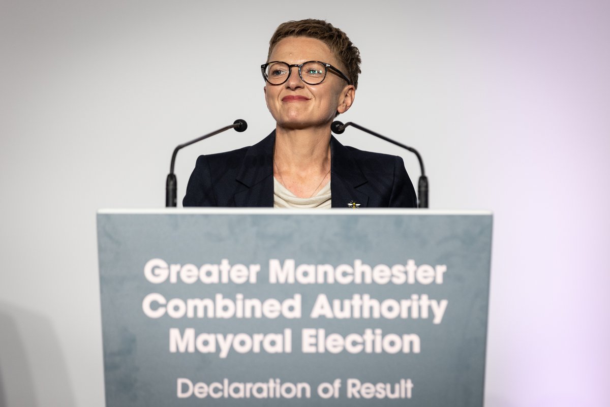 GMElects's tweet photo. The new Mayor of Greater Manchester has been elected! 
Bev Craig will take up the role from Monday. 

A full table of votes from the 10 districts and the Greater Manchester result will be available on the GM Elects website. 

#GMElects https://t.co/xts8hRRpTk