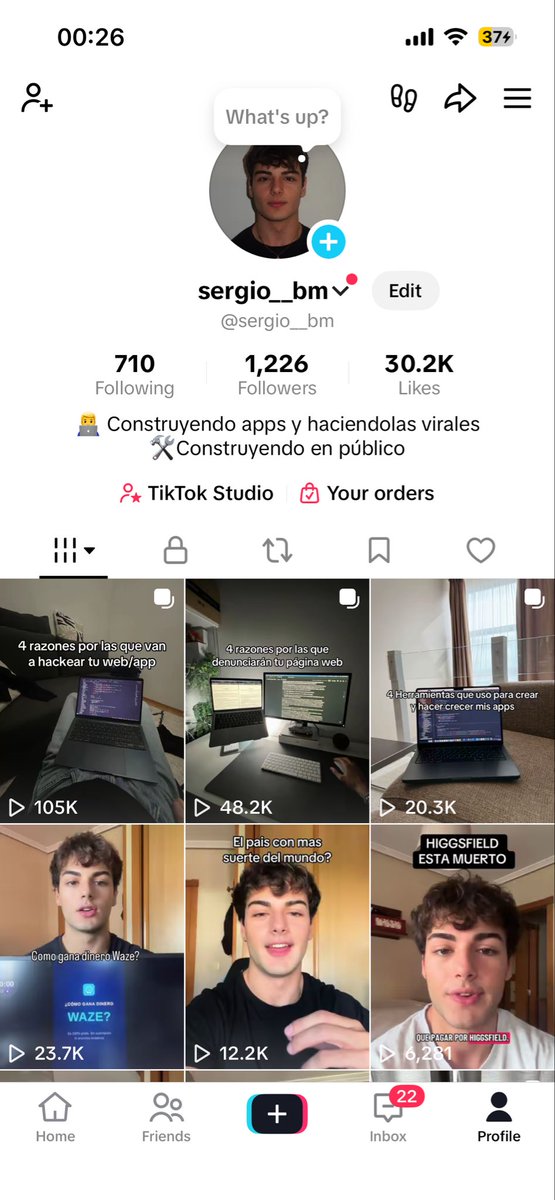 Sergio__bm's tweet photo. 1.5 weeks into building my personal brand

these are the videos that have 
performed the best so far:

105k views
48k views
23k views
20k views

instagram is still harder

tiktok is clearly stronger with slideshows

im testing new formats right now

let's see where we are by the end of the year