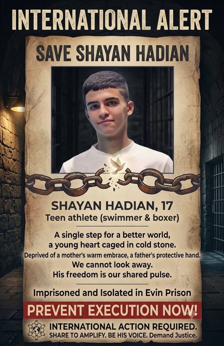Parisan471124's tweet photo. #ShayanHadian , a 17 year old swimmer and boxer, is being tortured in an Islamic Republic prison to force him into a false confession.
He is only 17. A child. And now he faces execution.
#StopExecutionsInIran
#StopExecutions
@amnesty @hrw @HRANA_English @HengawO https://t.co/jxhvRmxbee