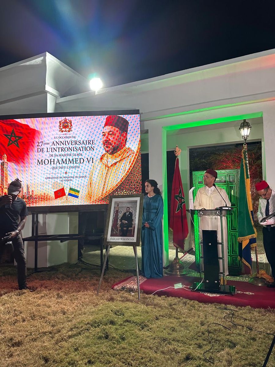KSAembassyGA's tweet photo. Son Excellence l'Ambassadeur Faraj bin Nader a assisté à la réception offerte par l'Ambassadeur du Royaume frère du Maroc à l'occasion de la Fête du Trône marocain. Plusieurs personnalités gabonaises, des chefs de missions diplomatiques et des membres de la communauté marocaine résidant à Libreville étaient présents.