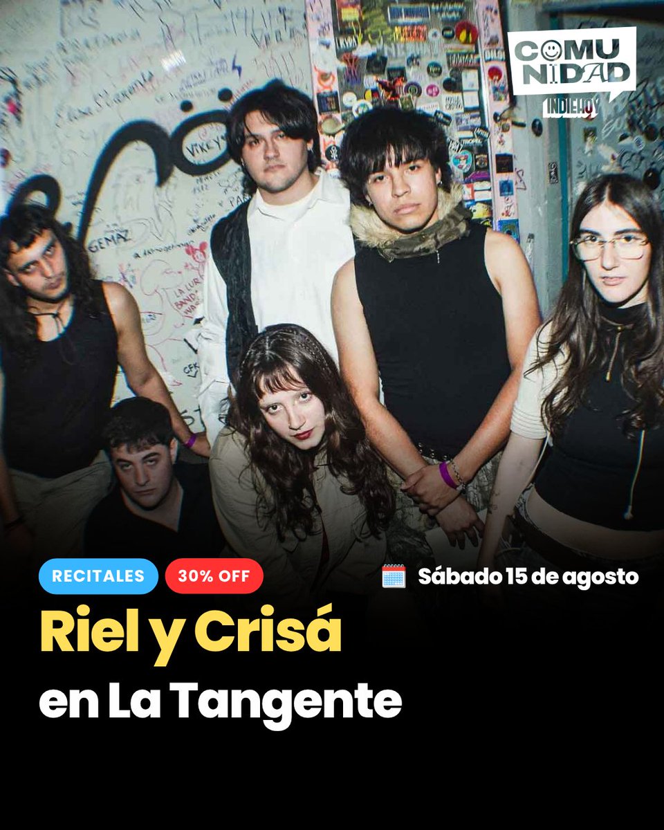 indiehoy's tweet photo. 🎟️ 30% de descuento para ver a Riel y Crisá en La Tangente.

🎸 La fecha se enmarca en las celebraciones por los 15 años de Riel.

��� Suscribite y pedí tu beneficio: https://t.co/VyXognewje https://t.co/1PkP0F96Hq