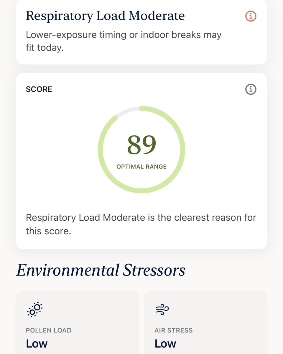 bobbyztz's tweet photo. Sensewise begins by combining those signals into a Body Comfort Index, but the score is only the entry point. We also keep the main reason visible.

In this snapshot, the score is 89, while Respiratory Load is Moderate. https://t.co/YCMftHZ1E4