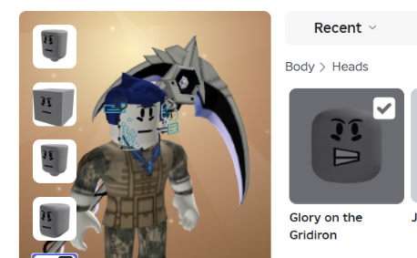 HNGamer125's tweet photo. @Roblox @KreekCraft the "glory on the gridirion" head/face is broken, it doesn't display properly, so uh @Roblox PLEASE fix this. (idk why i @-ed kreek, but uh it's wtv) https://t.co/KueX0PoGvZ