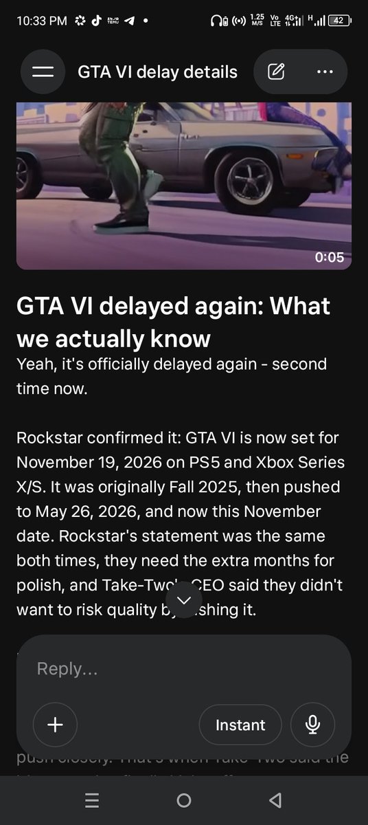 MparahF's tweet photo. @Meta explain yourself, why would give me a notification of news that happened last year 😂. I almost thought GTA 6 was delayed again for the third time 💔😂 https://t.co/CeuQ3E78H5