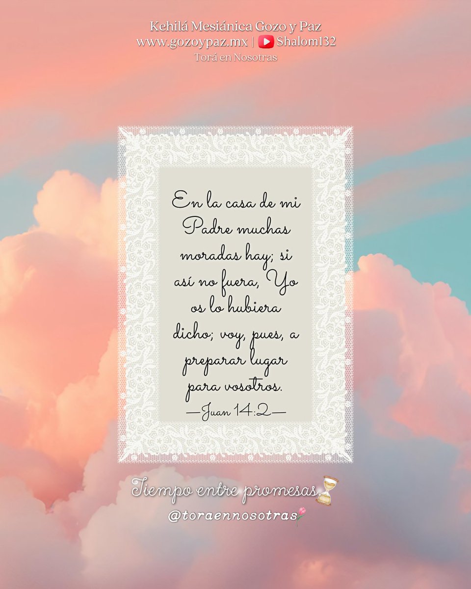 toraennosotras's tweet photo. 👒⏳𝑻𝒊𝒆𝒎𝒑𝒐 𝒆𝒏𝒕𝒓𝒆 𝑷𝒓𝒐𝒎𝒆𝒔𝒂𝒔🌷

🌷✨ ¡Shalom U'brajot!
¡Paz y Bendiciones! ✨🌷

🏷️ #TiempoEntrePromesas ⏳🌷| #kehilagozoypaz• #shalom132🌷 • Fe • Esperanza • Reflexión • Promesas • Crecimiento espiritual • #toraennosotras https://t.co/6dt3RFj4Qs