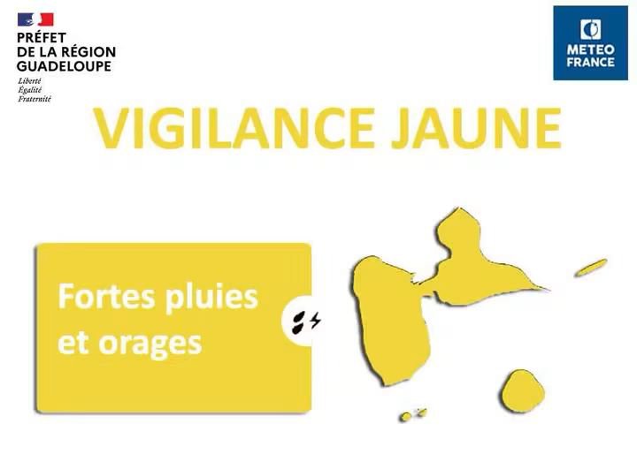 Image de Préfet de Guadeloupe - #Météo | Ce vendredi 31 juillet à 17h, la Guadeloupe est placée en vigilance jaune pour fortes pluie