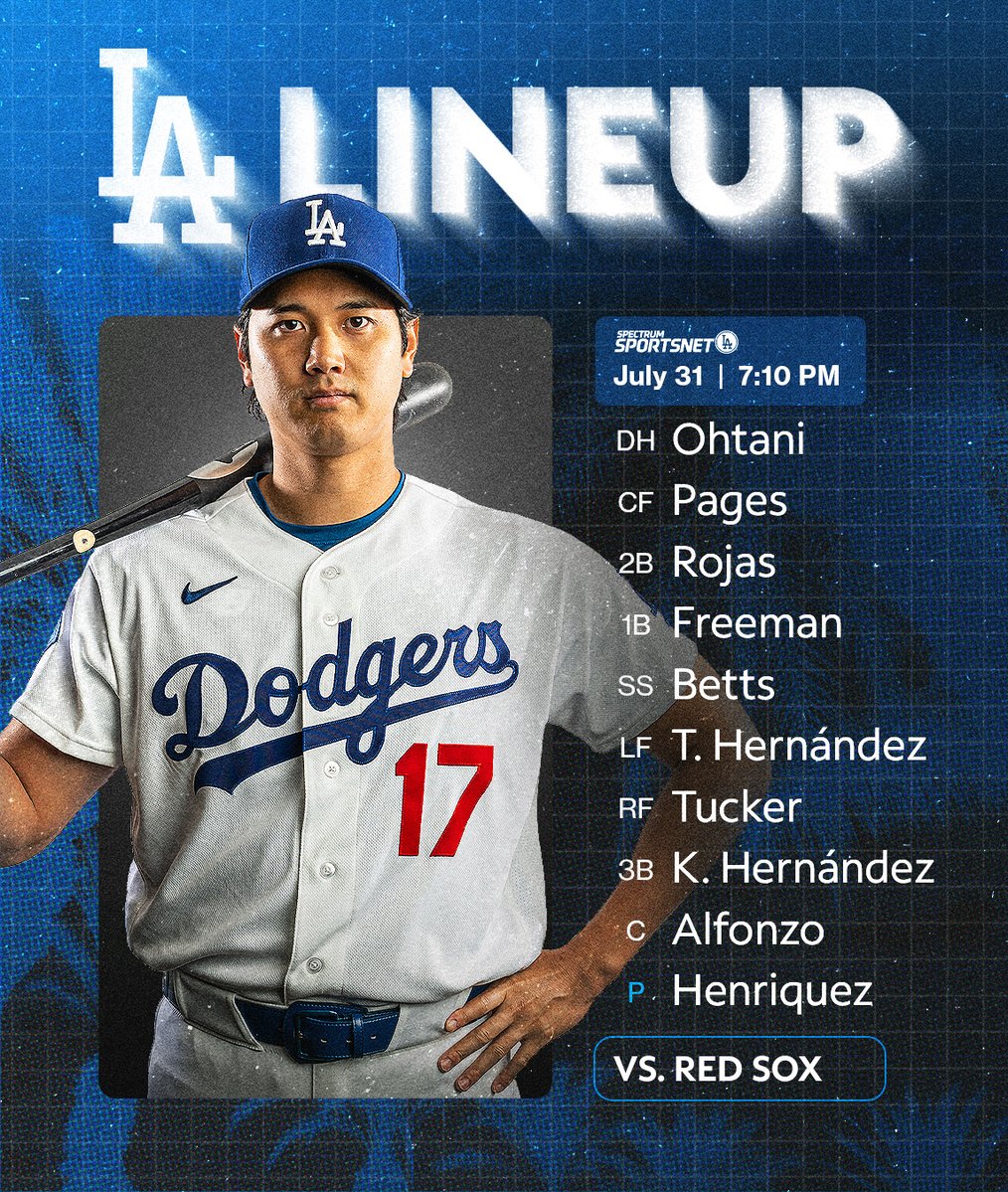 SportsNetLA's tweet photo. Your #Dodgers lineup vs. Boston: https://t.co/XURlHcbAJ6