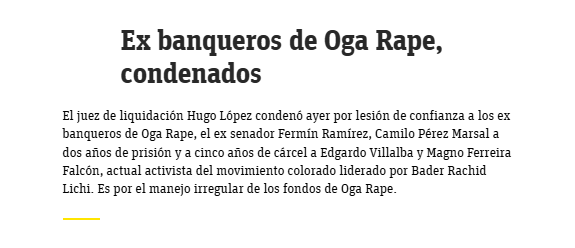 PyoHonesto's tweet photo. El padre condenado por quebrar una entidad y cambiar cheques sin fondos.

De buena familia y bien criado el teletubbie Camilo Perez.

Excelente candidato para las elites asuncenas y los gremios chuchis. 

Estamos moralmente hundidos. Nuestra sociedad se debe resetear. La brújula de los valores esta totalmente destruida.