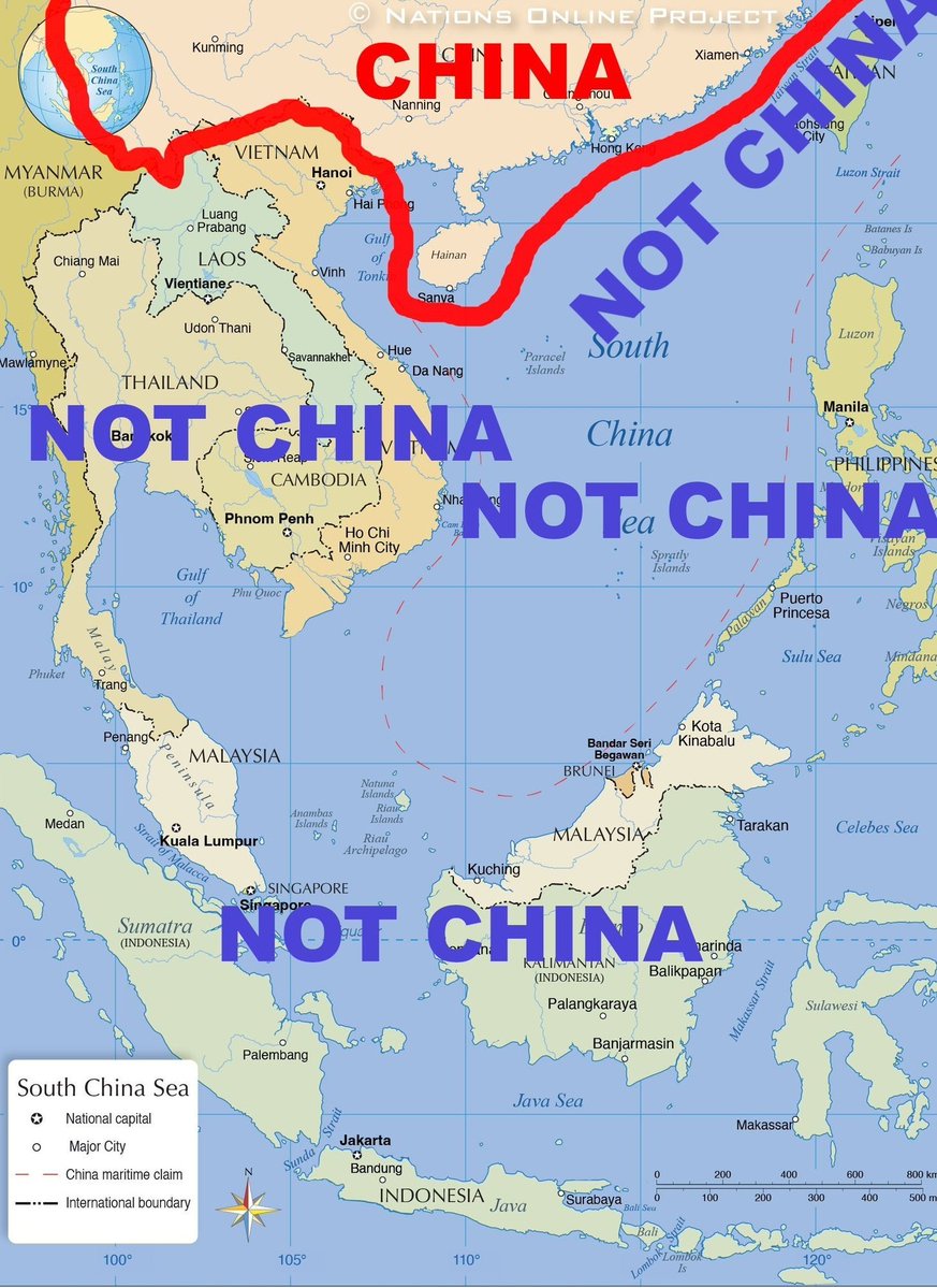 Smitndti's tweet photo. @globaltimesnews Crying on Social Media is nonsense and jut shows China is a Loser Bitch crying cause they dont have a legal claim and the 9 dash lies 1945  was nothing just a Fabricated by the CCP and was rejected by UNCLOS.  Wether  you like it or Not the Philippines has the Legal Claim UNCLOS. https://t.co/69VLjIWkzz