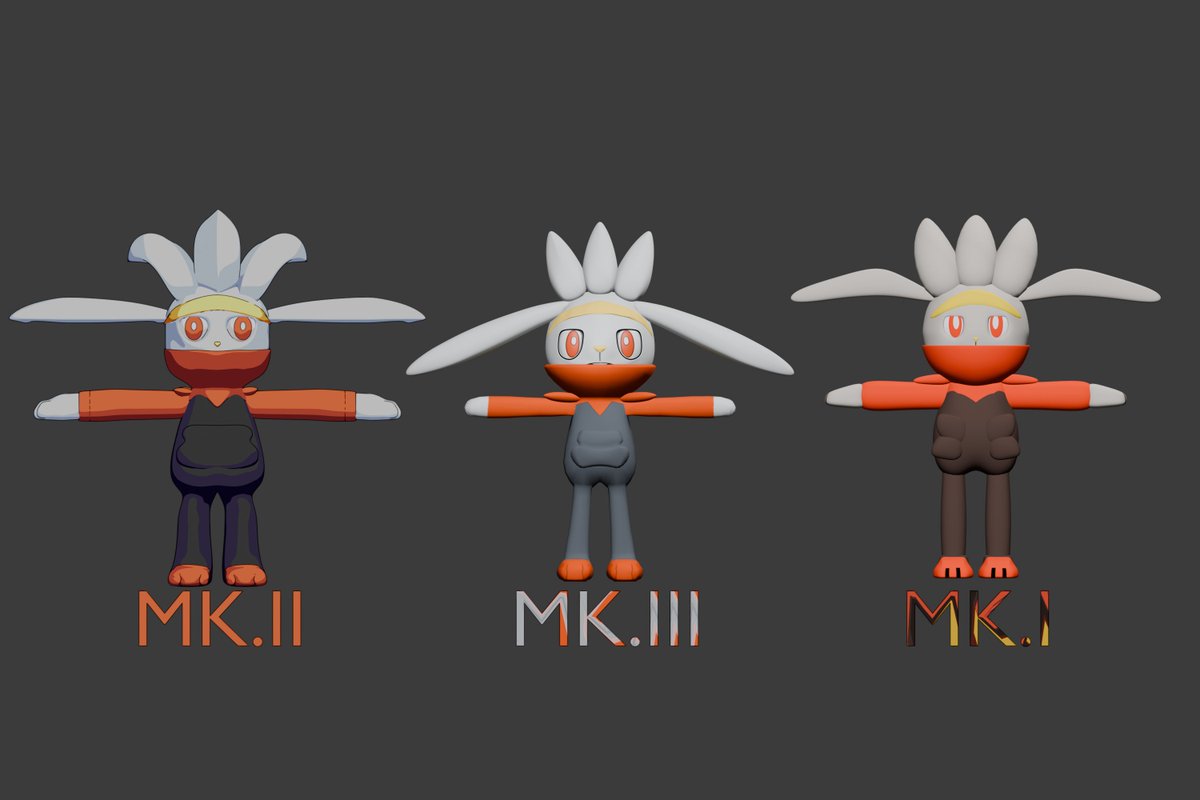Sr_Duster's tweet photo. Remembered i had a Raboot model and got really pissed off at how bad it was so i proceeded to make a new one lol.
Here's the comparition with the previous versions.

#pokemon #raboot https://t.co/cxX2csErSK