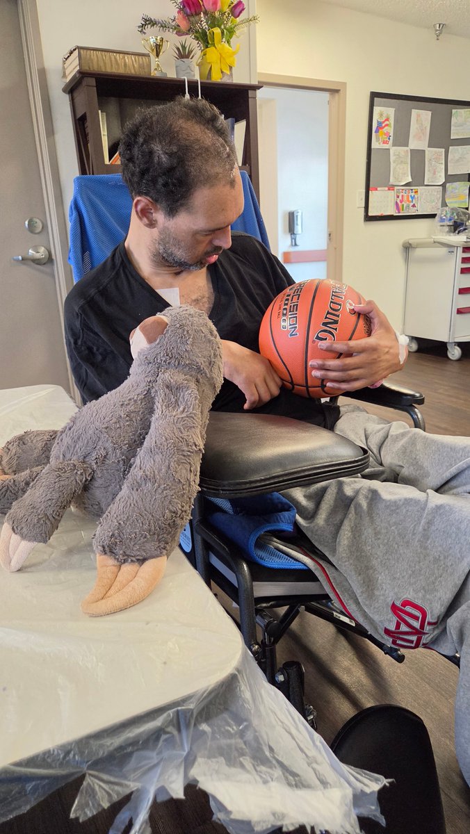 trigonis30's tweet photo. Its been almost a year now that Harrison Schaen (former Princeton forward, Mater Dei/Santa Ana CA standout & Belmont Shore/AAU star) suffered a near-fatal stroke that has confined him to a hospital bed & wheel chair in El Cajon CA. I was able to visit him this week & loved spending time with him as well as putting a ball in his hands for 1st time in a long time. Its going to be a long road to recovery & he needs all of his friends' prayers & good vibes to help get him there. Schaen is a 2003 HS grad that was on the Mater Dei squad that took on @KingJames & St. Vincent-St. Mary/OH team at my 2003 Pangos Dream Classic at UCLA Pauley Pavilion in front of 13k fans live on ESPN2. Praying for a speedy recovery for Harrison.