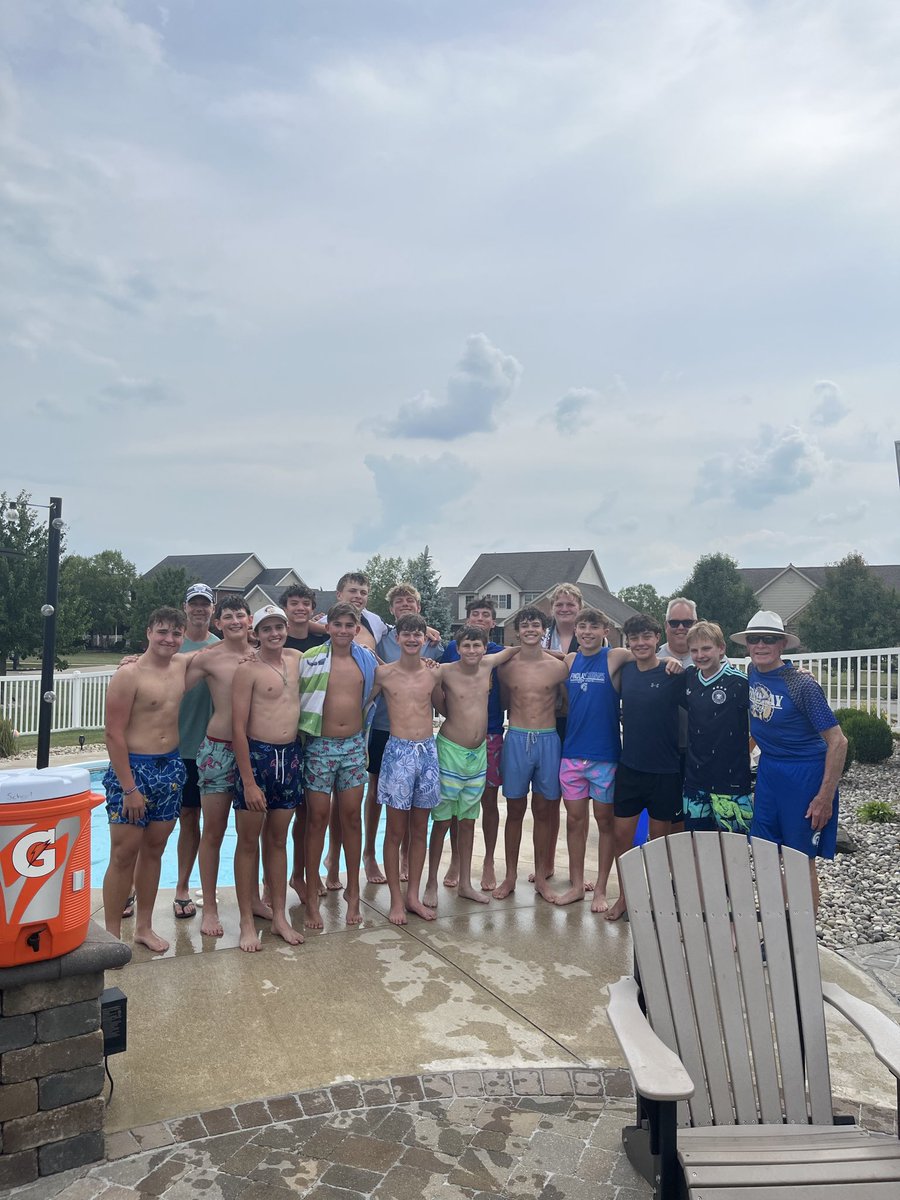 FHSTrojanHockey's tweet photo. ☀️🏒The Findlay High School Hockey team had a great time at our annual team pool party, generously hosted by Coach Patey. Congratulations to Jackson Biggs &amp; Thayne Sheppard, who earned ultimate bragging rights after being crowned our 2026 Cornhole Champions! 🏆🌽

#FindlayHockey https://t.co/X8OKZgzFRT