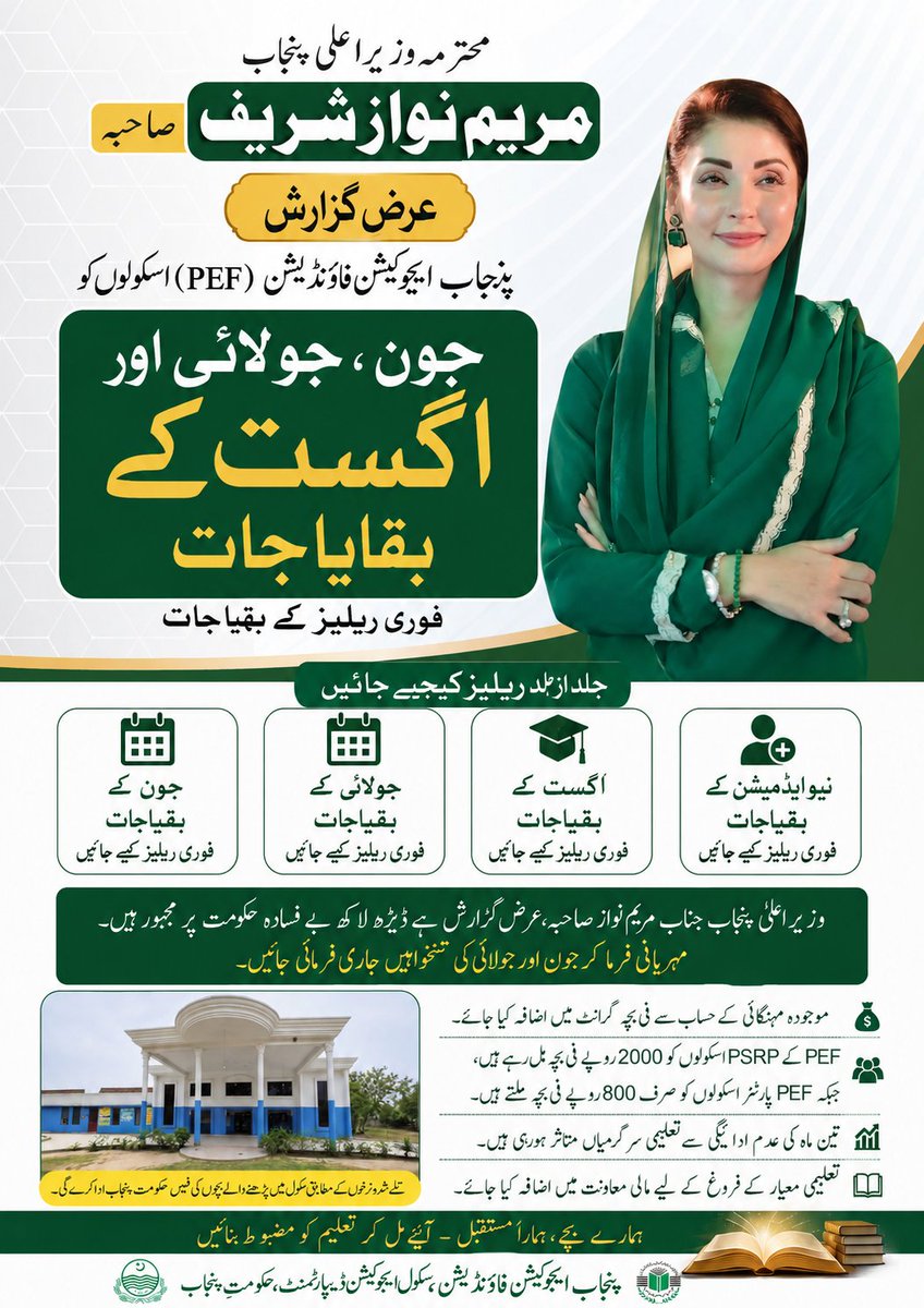 Malik__jameel's tweet photo. محترمہ مریم نواز شریف صاحبہ 
اپ کا اور اپ کے والد محترم میاں محمد نواز شریف کا خواب پڑھا لکھا پنجاب جس کو پورا کر رہا ہے پنجاب ایجوکیشن فاؤنڈیشن لیکن اس وقت ادارہ شدید مالی بحران کا شکار ہے 
دو لاکھ اساتذہ تنخواہوں سے محروم ہے 
@MaryamNSharif 
@RanaSikandarH 
@JvdMayo #PEFfamily https://t.co/SRJ2Vg9P3q