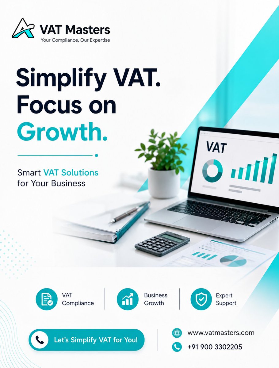 VAT_Masters's tweet photo. 📊 VAT compliance doesn't have to be complicated.

Let VAT Masters handle your VAT requirements while you focus on growing your business with confidence.

✅ VAT Compliance
📈 Business Growth
🛡️ Expert Support
🌐 https://t.co/BD15ap1RcY
#VATMasters #VATConsultancy #VATComplian https://t.co/CJAHYa3RaA
