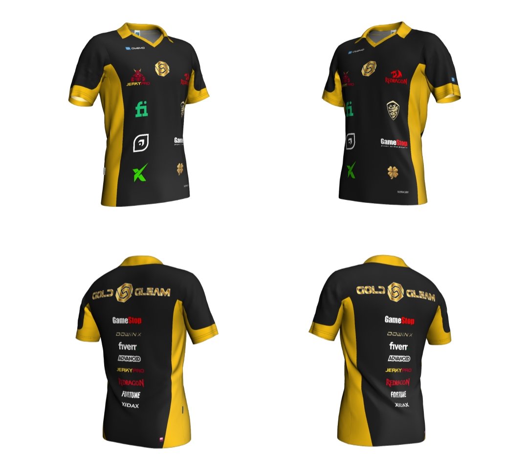 GGgoingup's tweet photo. Check out our new and improved Official Gold Gleam Esports Jerseys! https://t.co/ddcSFzqijH