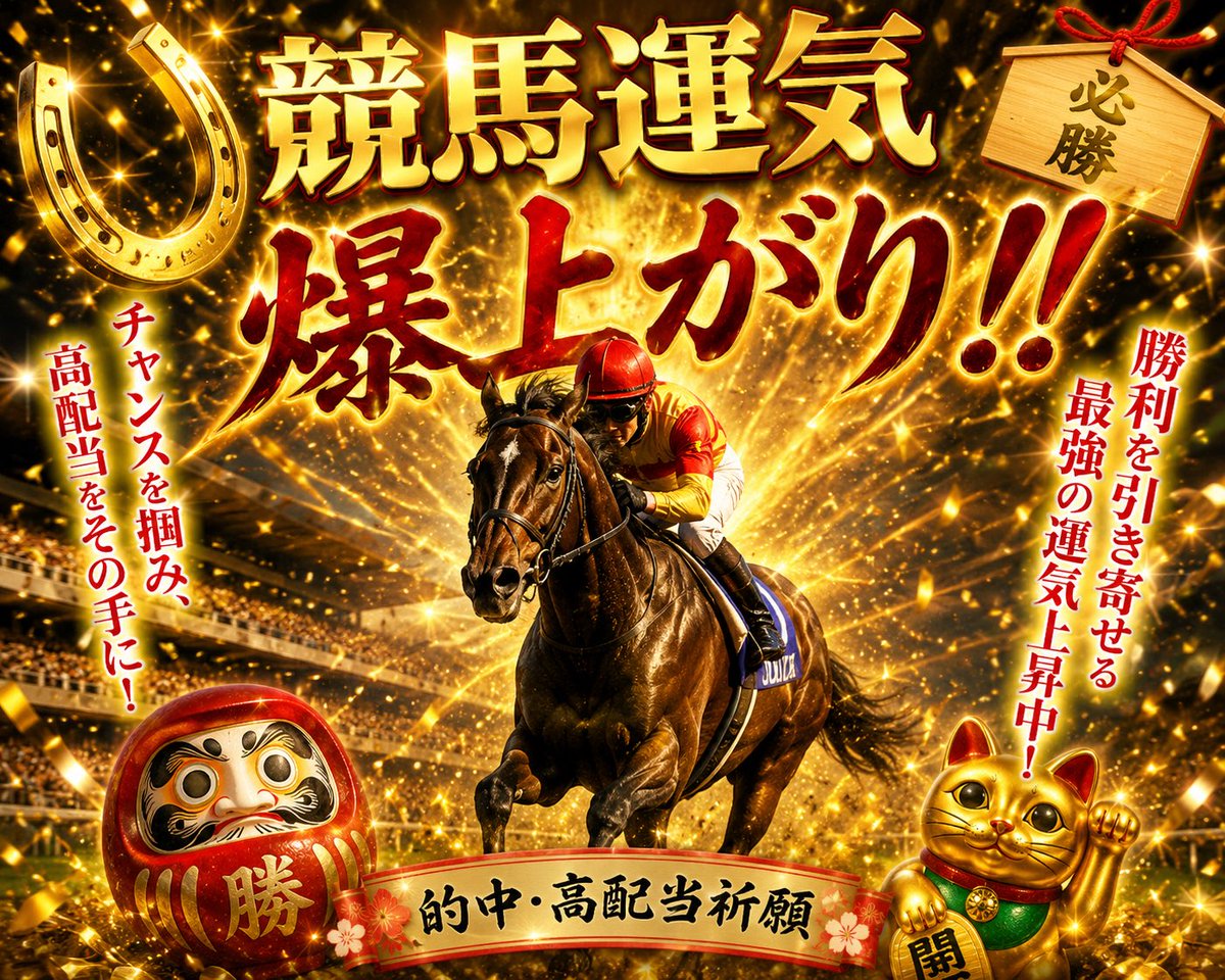 sinsou8_'s tweet photo. 競馬って、結局〝運〟だけじゃない。
でも最後に背中を押してくれるのは、いつも運だったりする。

８月は運気を全部味方につける🏇✨

この画像を見た人は…
🍀的中運UP
🍀高配当運UP

信じる人だけいい流れが来る。

リポスト＆いいねでさらに運気をシェア✨
#競馬 #競馬予想 #競馬好きと繋がりたい https://t.co/slNXZJZXmN
