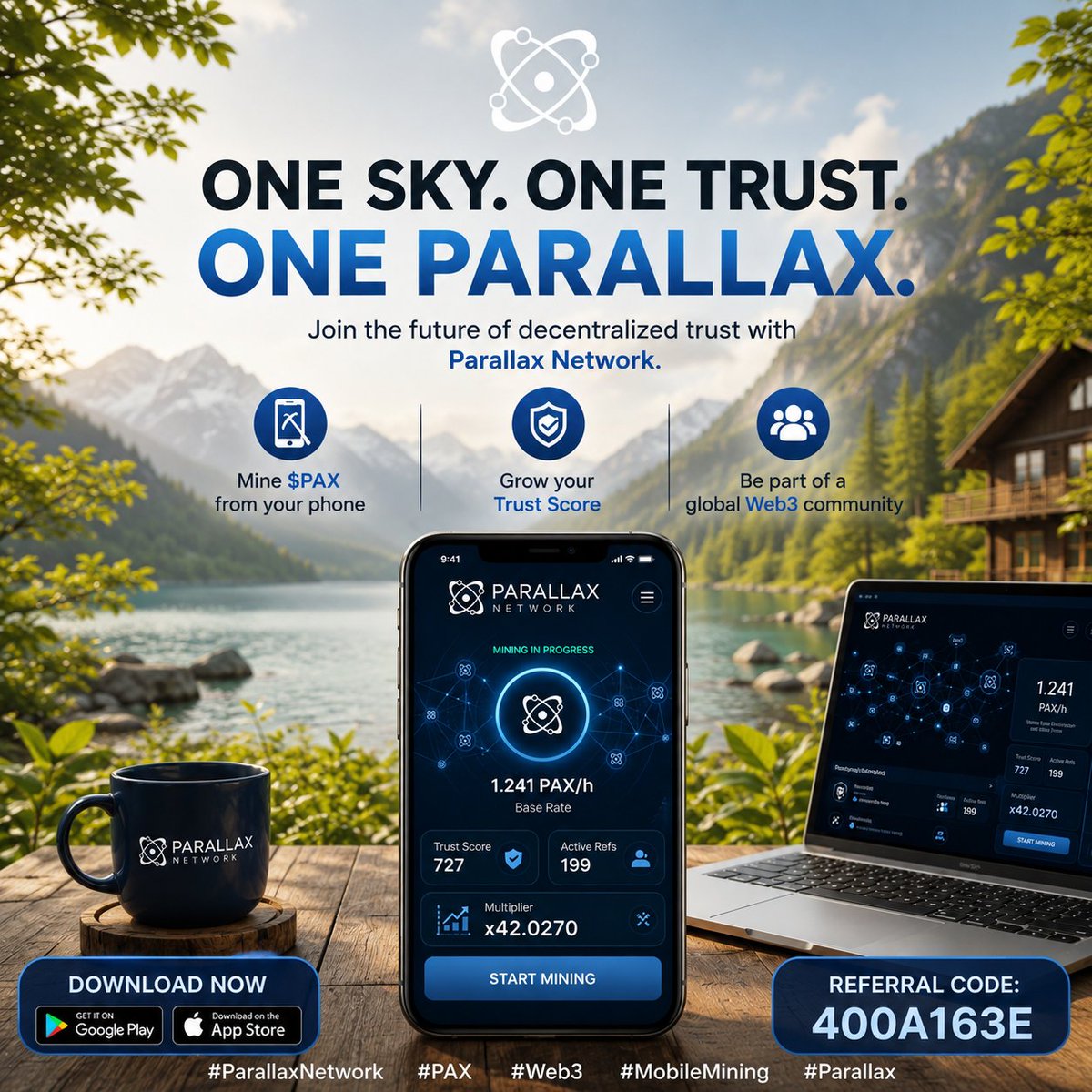 chtmoyA's tweet photo. 🚀 Mine $PAX from your phone and build your decentralized Trust Score with Parallax Network. Join a growing Web3 community today, start your journey now! Referral Code: 400A163E #ParallaxNetwork #PAX https://t.co/Lrz3yXkF5v