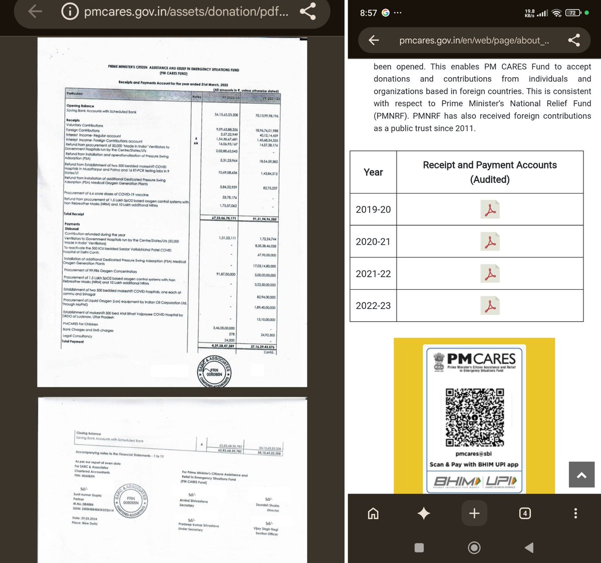 atulmodani's tweet photo. #PMCARES fund was having bank balance of ₹ 6283 Crores as at 31st March 2023 the day till which it has uploaded its audited receipt and payment account on its website.

It is audited by a Chartered accountant firm just like other private entities.

It has either not conducted the #audit after that or has forgotten to upload the same on its website. In these both cases, a pvt entity is liable to adhere to strict laws exposing it to #penalties, fines and even #prosecution in some cases.

I Hope @PMOIndia takes note and do the needful to set example.

Note : 
It is outside the ambit of the #RTI Act, parliamentary scrutiny, and audit by the CAG.