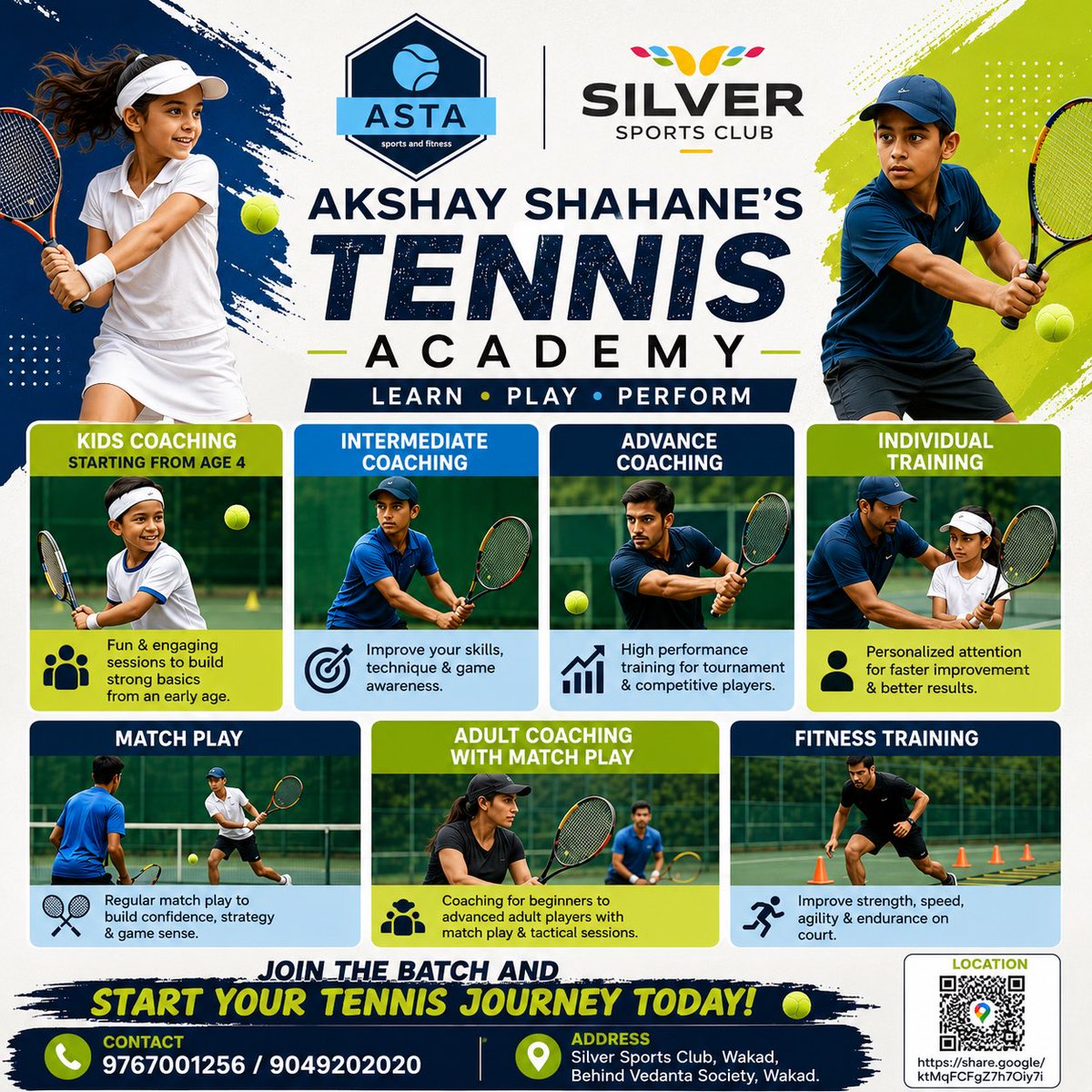 AkshayShahane9's tweet photo. COACHING PROGRAMS FOR ALL LEVELS-
-Kids Coaching — Starting from Age 4
-Intermediate Coaching
-Advanced Coaching
-Individual Training
-Match Play
-Fitness Training
-Adult Coaching with Match Play

Join the batch and start your tennis journey today! 

📞 9767001256/9049202020 https://t.co/iB2LoS1kwl