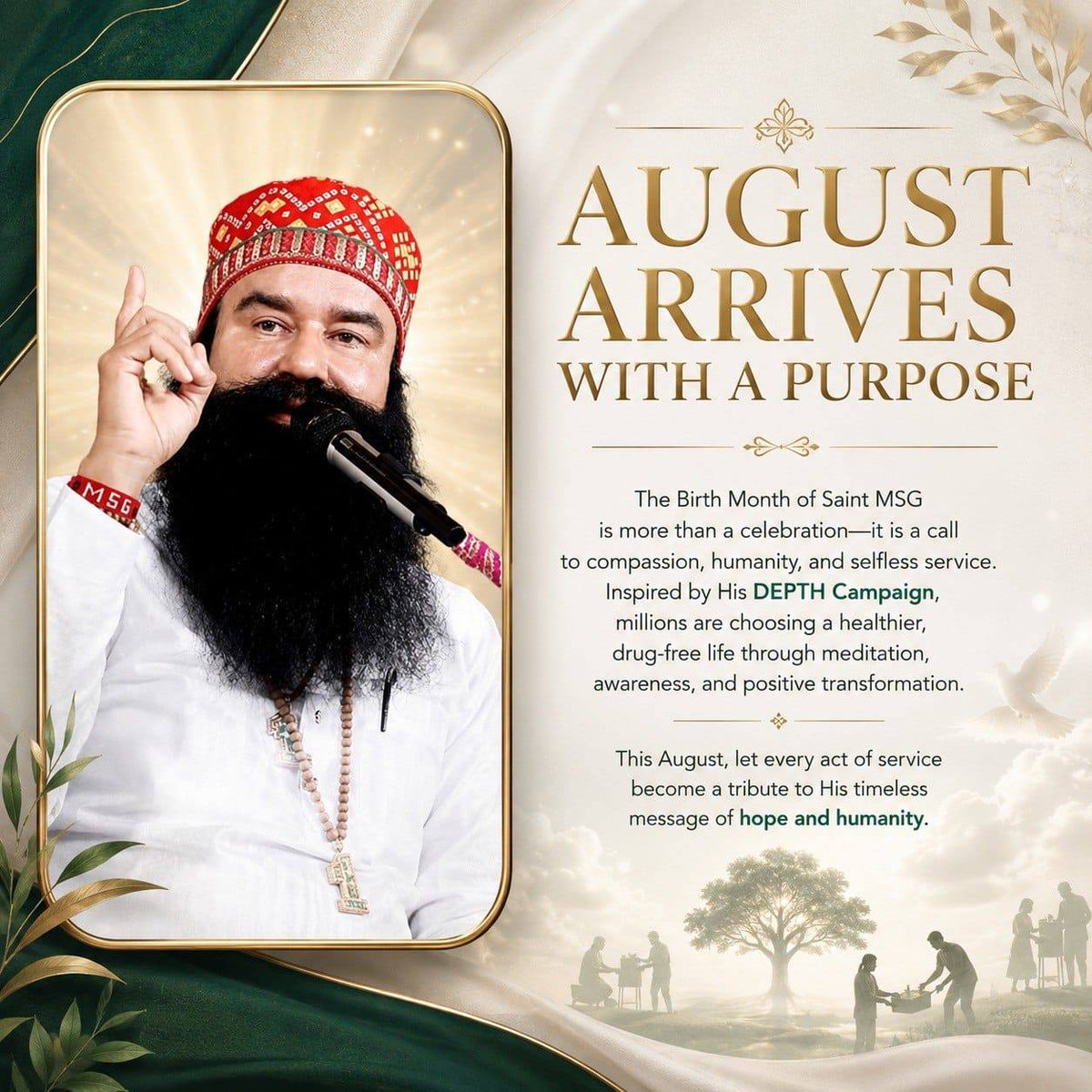 deepmixingkhj's tweet photo. The month of August brings happiness and support for the service of humanity for the devotees of Dera Sacha Sauda, which the devotees celebrate with great joy and by doing many works for humanity.
#AuspiciousAugust https://t.co/NLy0RIH6f9