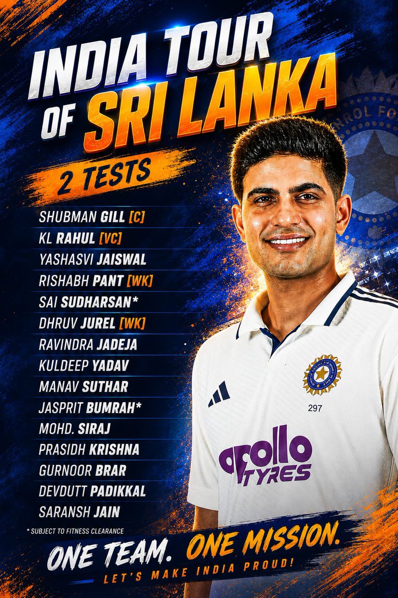 CricketPul31pk's tweet photo. New faces. New leadership. Same mission — conquer Sri Lanka! 🔥🏏 #INDvSL #TestCricket https://t.co/tkMfMHn3Zl