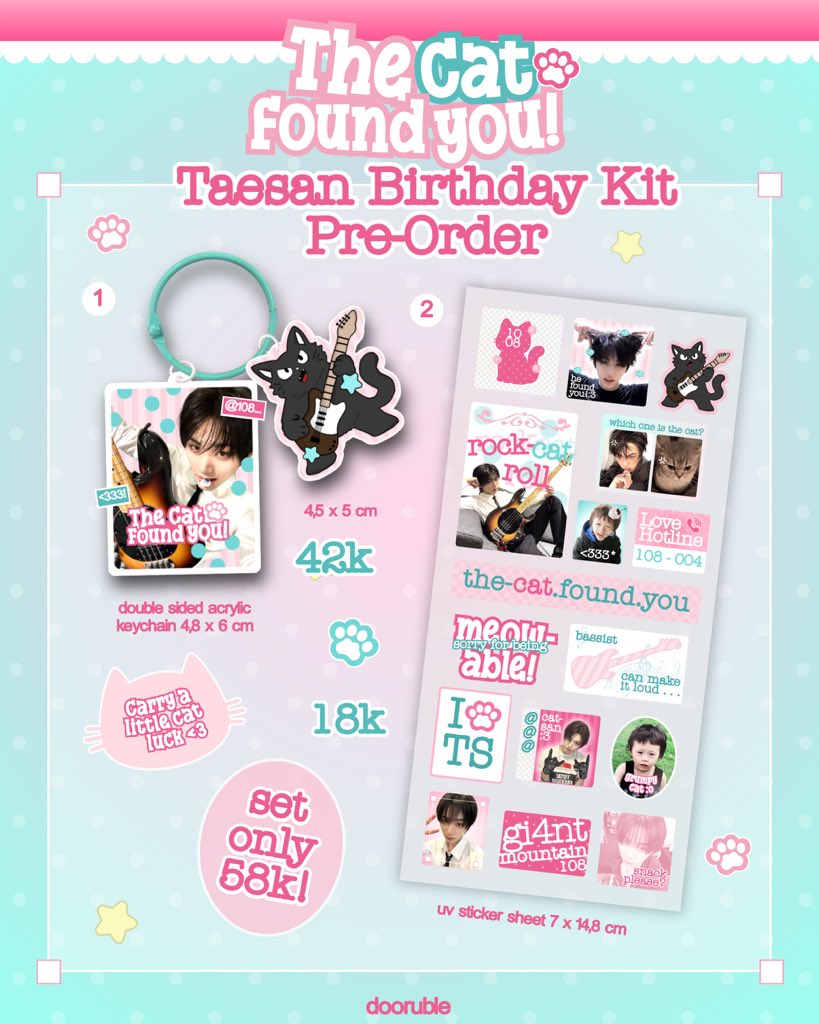 dooruble's tweet photo. [♥️ &amp; rt’s are very appreciated!] 

THE CAT FOUND YOU ᓚᘏᗢ ♡
pre-order taesan birthday kit by dooruble 

🗓️PO period : 1-8th August 2026
🐈‍⬛ details on form : https://t.co/SluqtScYng https://t.co/n7lULMFl0Y
