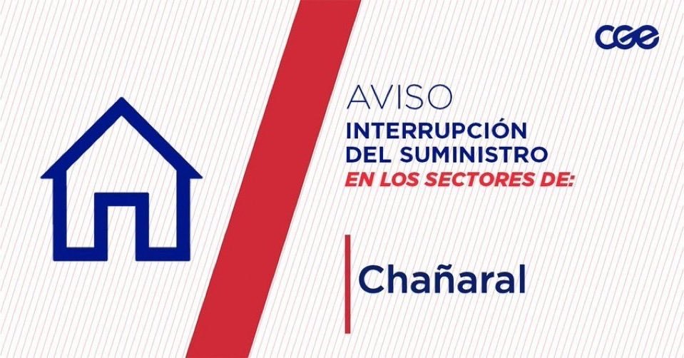 CGE_Clientes's tweet photo. Informamos a nuestros clientes de los sectores de Atacama, Muller, Comercio, San Martín; en la comuna de #Chañaral, la interrupción del suministro eléctrico. Nuestro personal de emergencia ya está informado. https://t.co/RhvgELbtr5