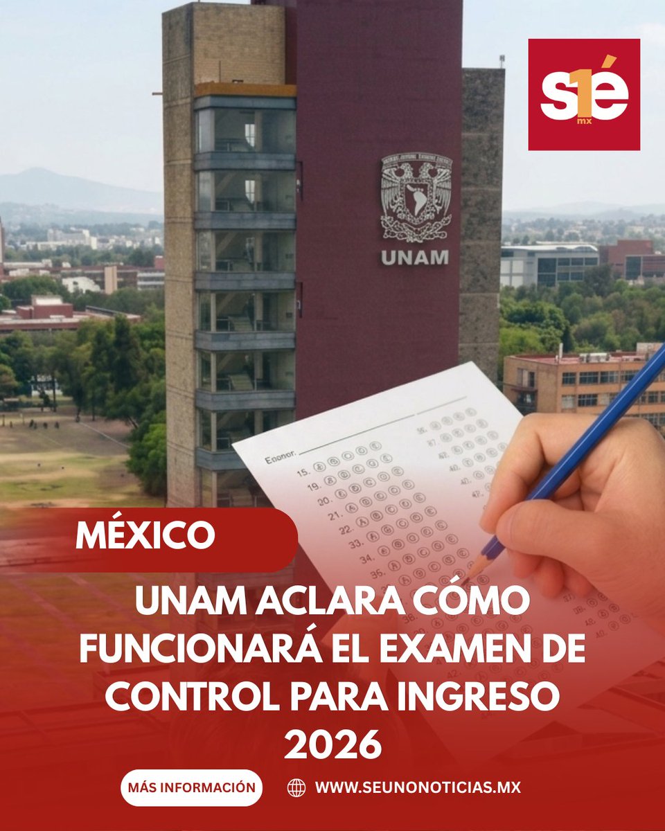 seunonoticias's tweet photo. 🚨 La UNAM aclara: el examen de control no sustituye al examen de admisión. 📚 Conoce quiénes deberán presentarlo, cómo funciona y qué impacto tendrá en el ingreso a licenciatura 2026. 👇

https://t.co/qxKnMs98lT

#UNAM #Admisión2026 #ExamenDeControl #Educación #Licenciatura https://t.co/mXi7sYZBNS