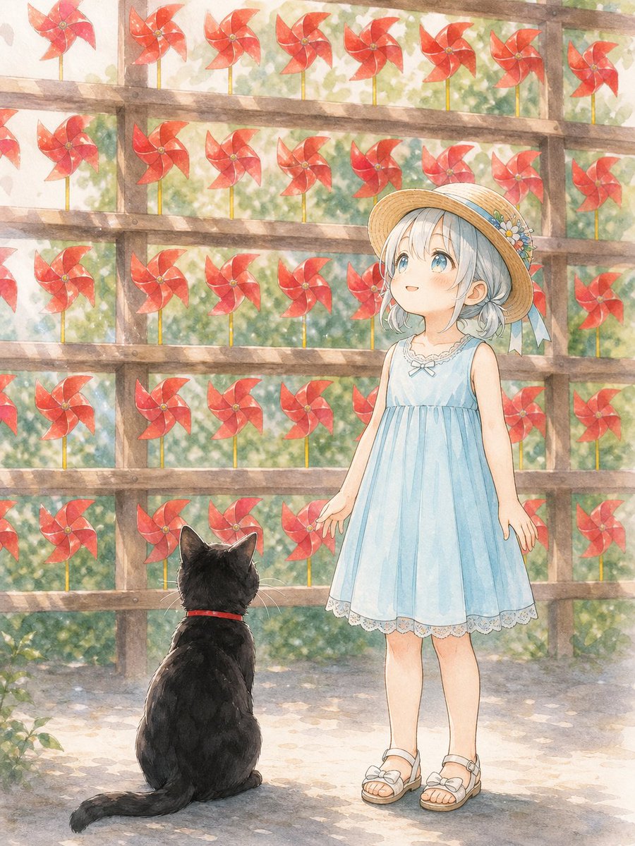 kohaku_00's tweet photo. 👧かざぐるまがいっぱいだねぇ
🐈‍⬛ぐるぐるしてるにゃ～𖦹

#のんクロ https://t.co/C6qjnzdhzP