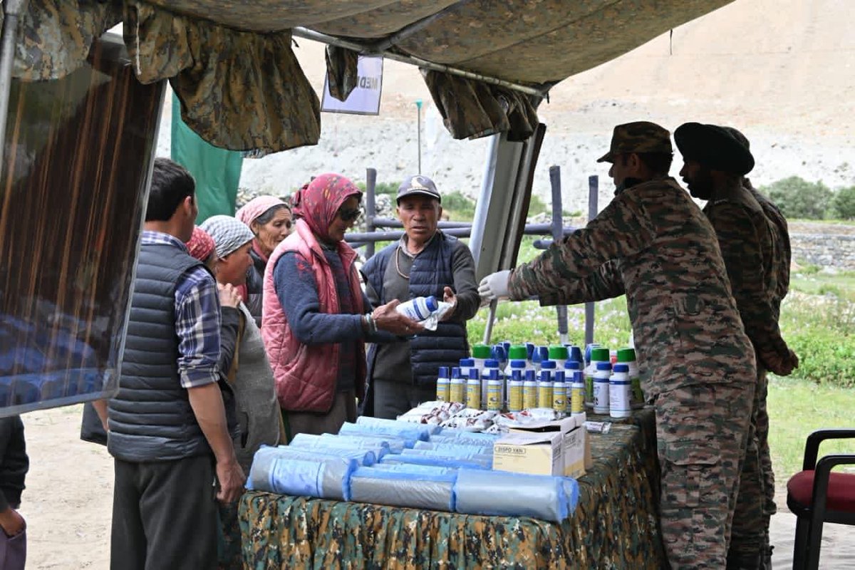 firefurycorps's tweet photo. On 31 Jul 2026, a Veterinary Aid Camp was organised under Operation SADBHAVANA at Pachathang Village under the aegis of #SiachenBrigade . Veterinary specialists conducted health check-ups, deworming and treatment for livestock, while creating awareness on animal healthcare and disease prevention, reinforcing livelihoods and community well-being in the region.

#OperationSADBHAVANA
#Siachen
#OperationMeghdoot
#FireAndFuryCorps
#IndianArmy
#FrozenFrontier
#NationFirst

@adgpi
@NorthernComd_IA
@DefenceMinIndia
@ANI