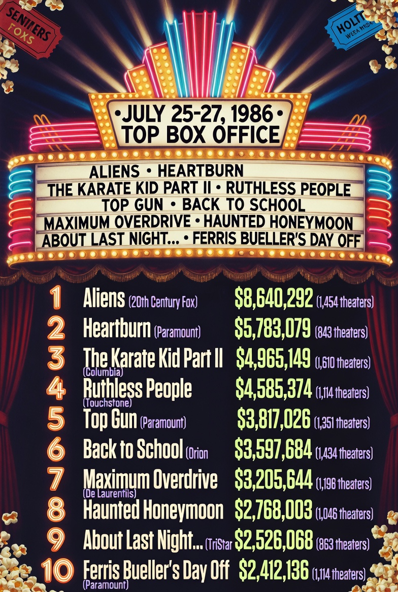 retrooutpost's tweet photo. Here's what everyone was watching on the last weekend of July in 1986. https://t.co/5ZuECB355M