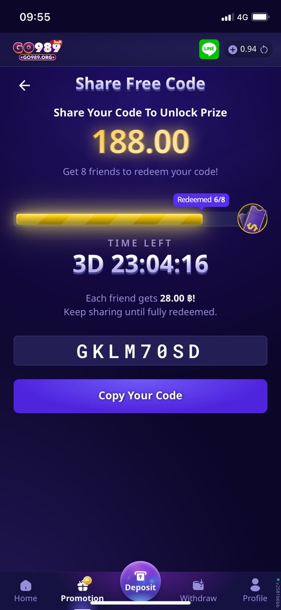 sc200413th's tweet photo. Get 28.00 ฿ when you redeem this secret code!

Hurry! Limited to only 8 redemptions!

Steps:
1. Go to https://t.co/nIhW7X54kS
2. Register/Login
3. Enter Free Code: GKLM70SD
4. You receive 28.00 ฿! https://t.co/ezBcfQrnFy