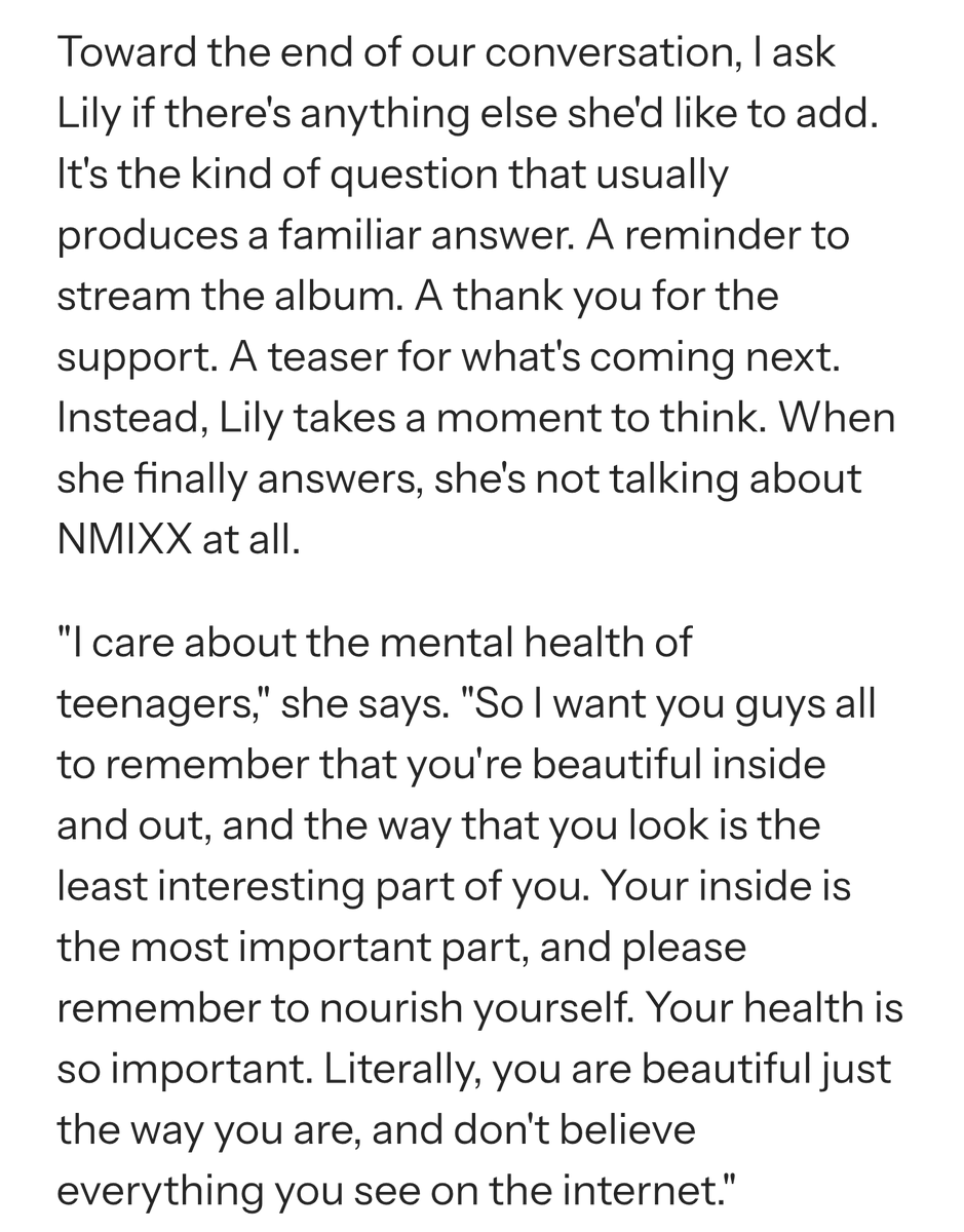 ujungmp3's tweet photo. lily choosing to wrap up the conversation with a message to prioritize your mental health instead of taking the usual self-promotion route, i was not expecting this at all https://t.co/VaNWnRFFC0