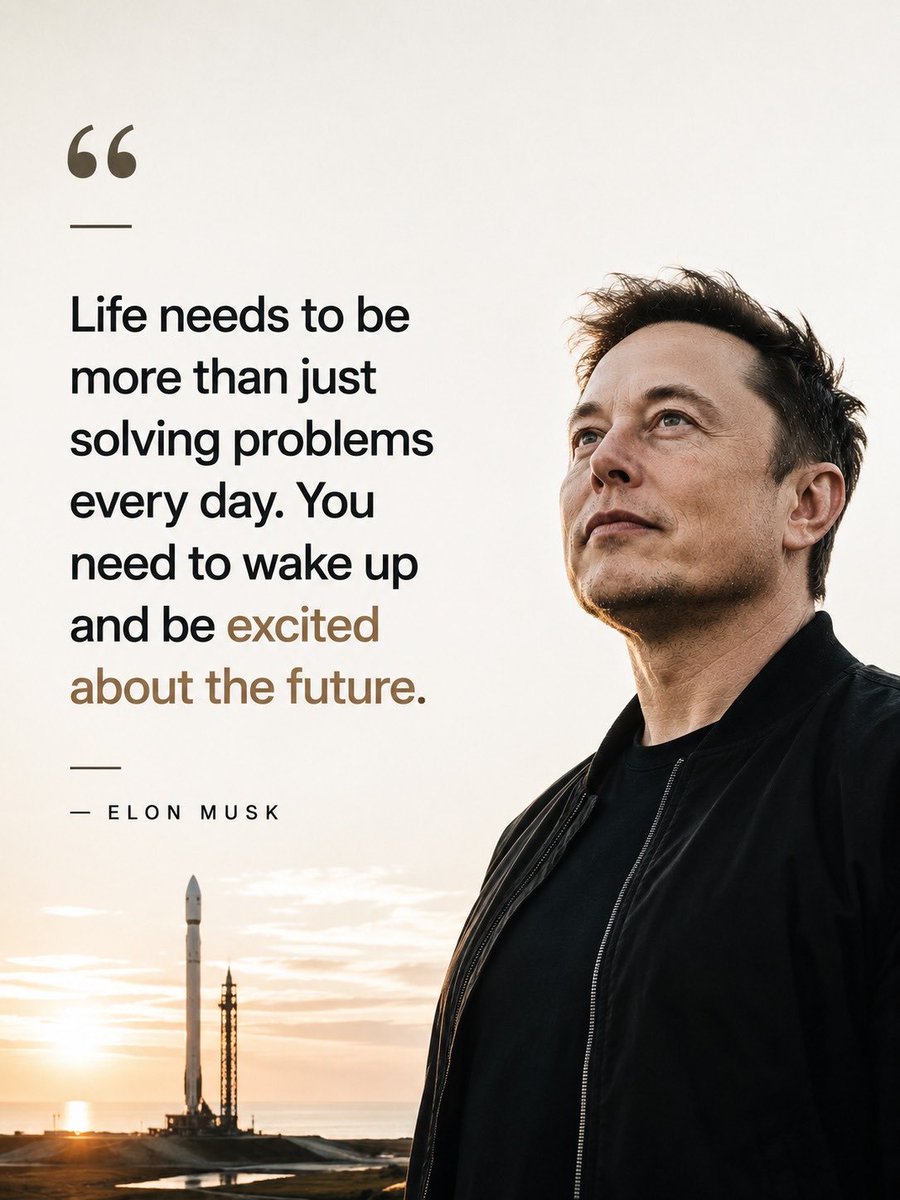 teslaownersSV's tweet photo. “Life needs to be more than just solving problems every day. You need to wake up and be excited about the future.”
― Elon Musk https://t.co/L2JniVCTFS