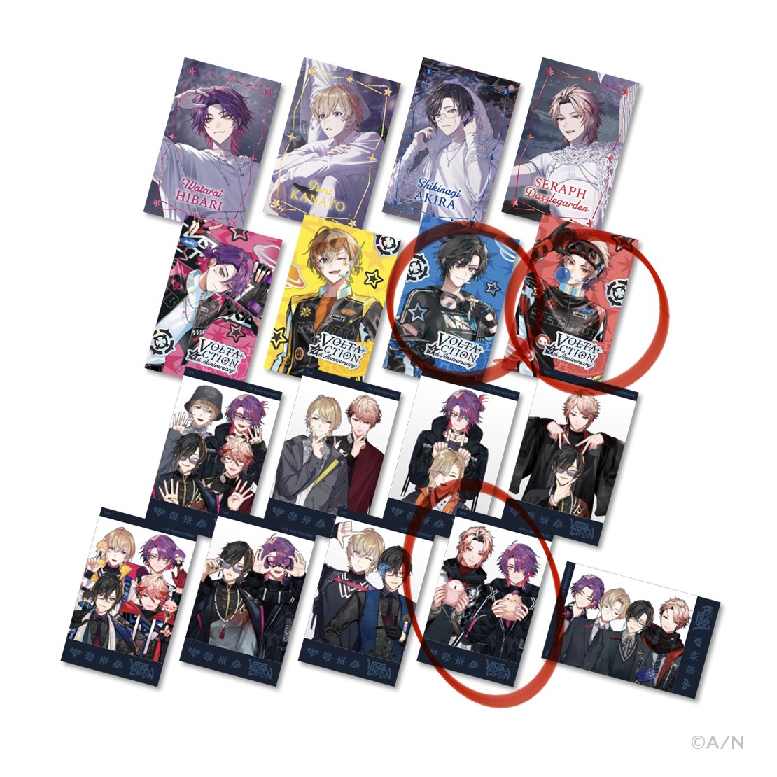 Rizayayou's tweet photo. 【交換】にじさんじ VOLTACTION ヴォルタ 4周年 4th Anniversary 

譲:画像1枚目

求:画像2枚目　赤丸各1

郵送or大阪市内手渡し

検索からでも
お気軽にお声がけください。 https://t.co/L4sW3qJG69