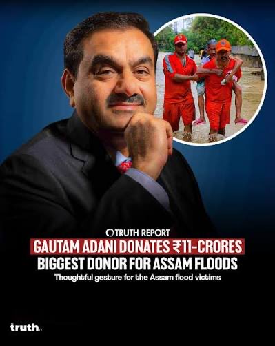 SheetalPronamo's tweet photo. When Assam faced one of its worst flood disasters, Gautam Adani chose action over headlines

His ₹11 crore contribution to the Assam CM Relief Fund, along with on ground support for thousands of flood affected families, reflects leadership that stands with people in their toughest times

True philanthropy isn’t about publicity it’s about showing up when it matters most

Respect, Gautam Adani 🇮🇳🙏