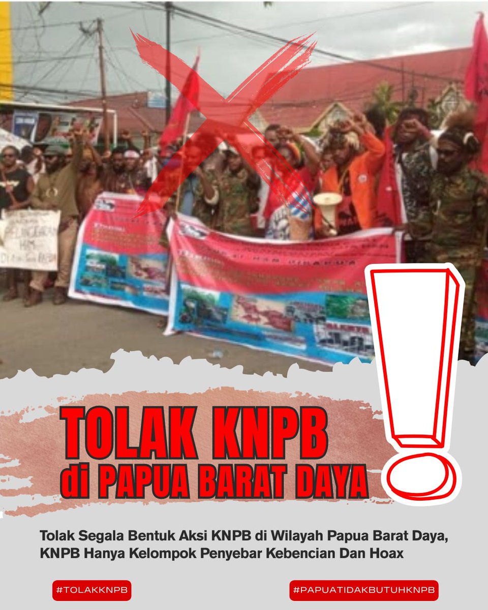 PapuaHunter's tweet photo. Tolak KNPB di Papua Barat Daya
KNPB ancaman bagi Persatuan !
KNPB Menyebar Kebencian dan HOAX di Tanah Papua https://t.co/ECxFeUueUd