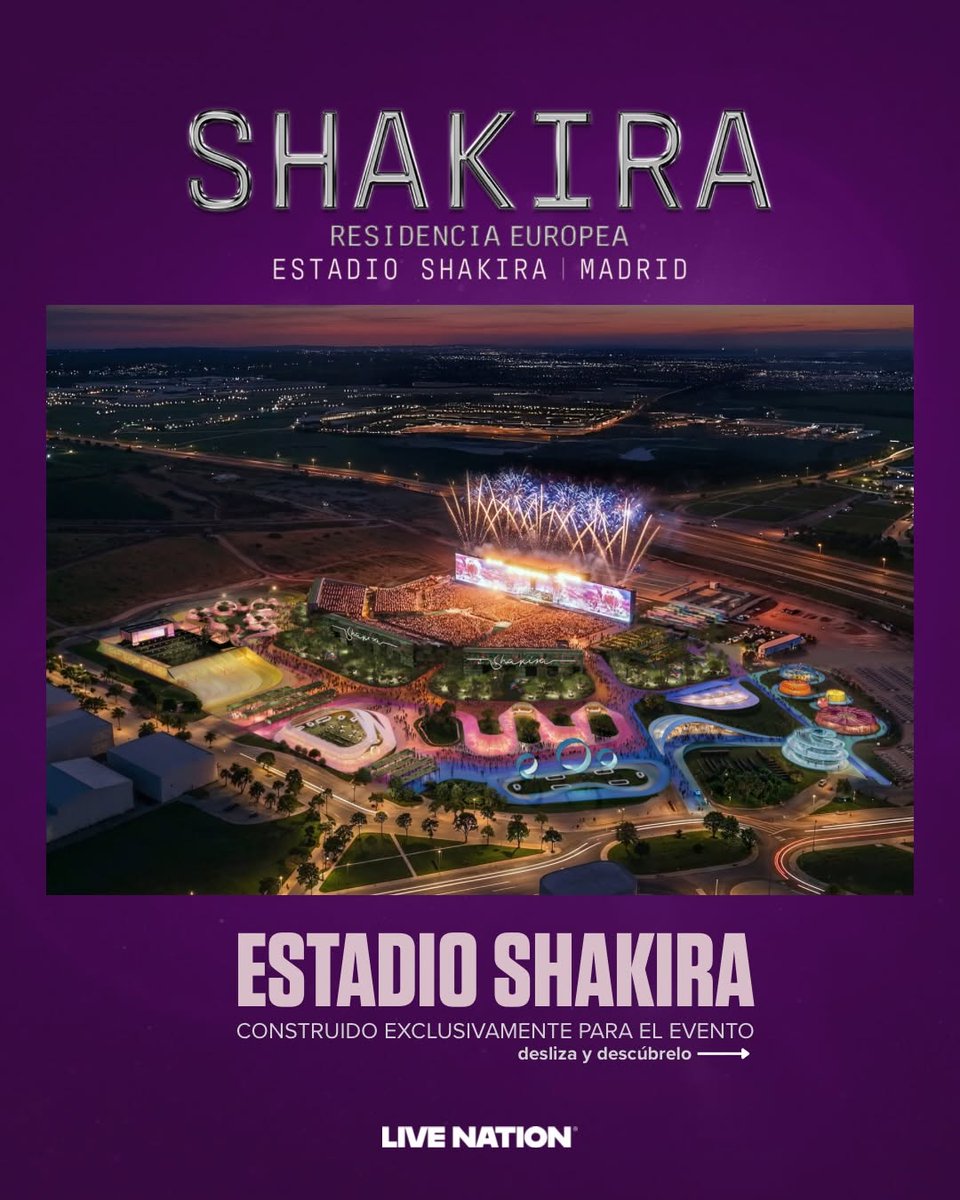 livenationesp's tweet photo. ¡ vuelve a casa! 🇪🇸🐺

La reina llega con su tour “Las Mujeres Ya No Lloran” para hacer historia con una residencia épica en Madrid 👑🔥 Prepárate para el nuevo Estadio Shakira, un recinto TEMPORAL para +50k personas cada noche 🏟️✨ ¡No te quedes fuera d... https://t.co/ZMOc4DZL7e