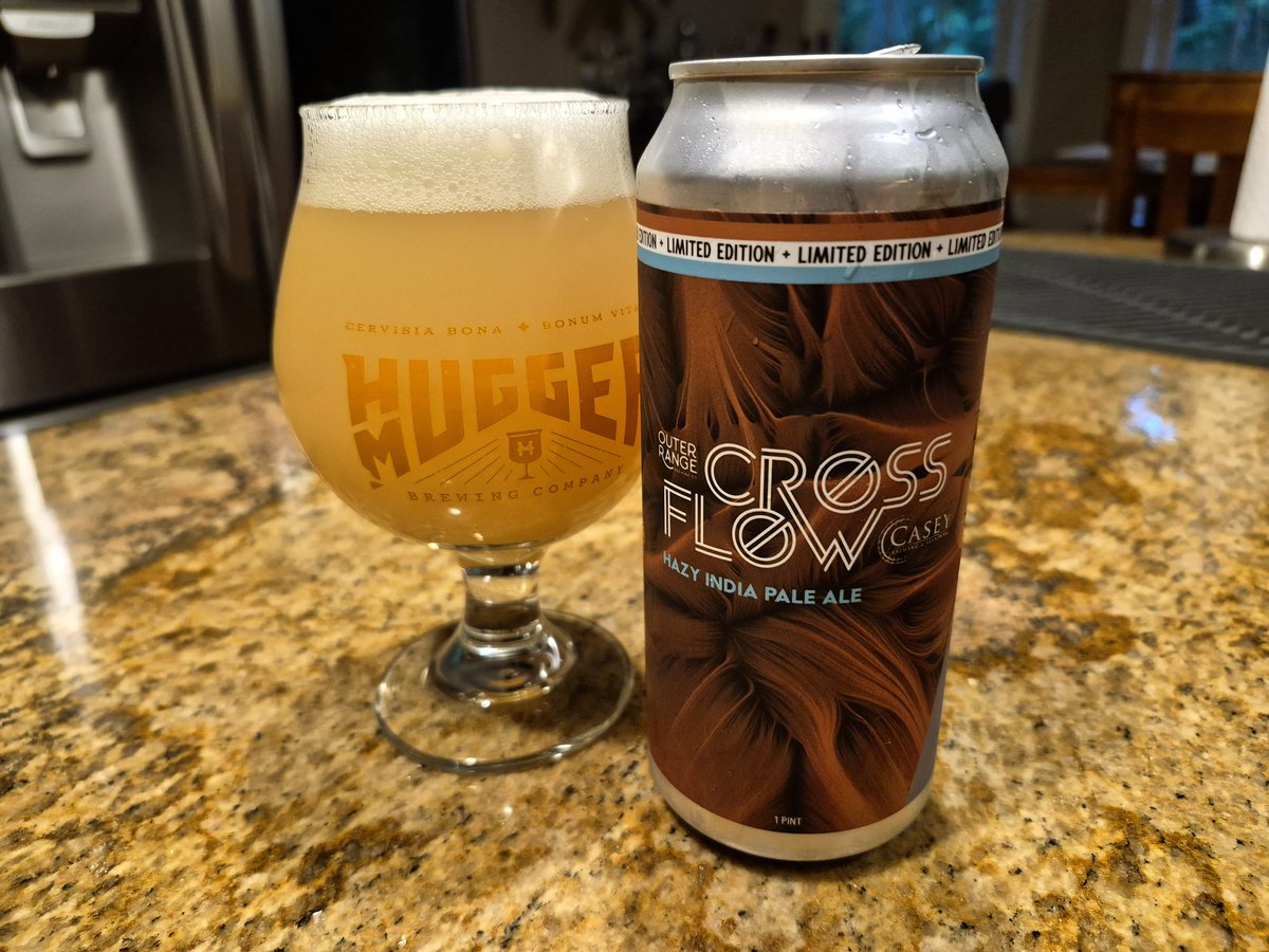scottvillers's tweet photo. #drinkcheck #cobeer @OuterRangeBrew x @CaseyBrewing collab / "Cross Flow" Hazy IPA w/Galaxy, Citra & Nelson Sauvin hops https://t.co/2EYXDRLUbZ