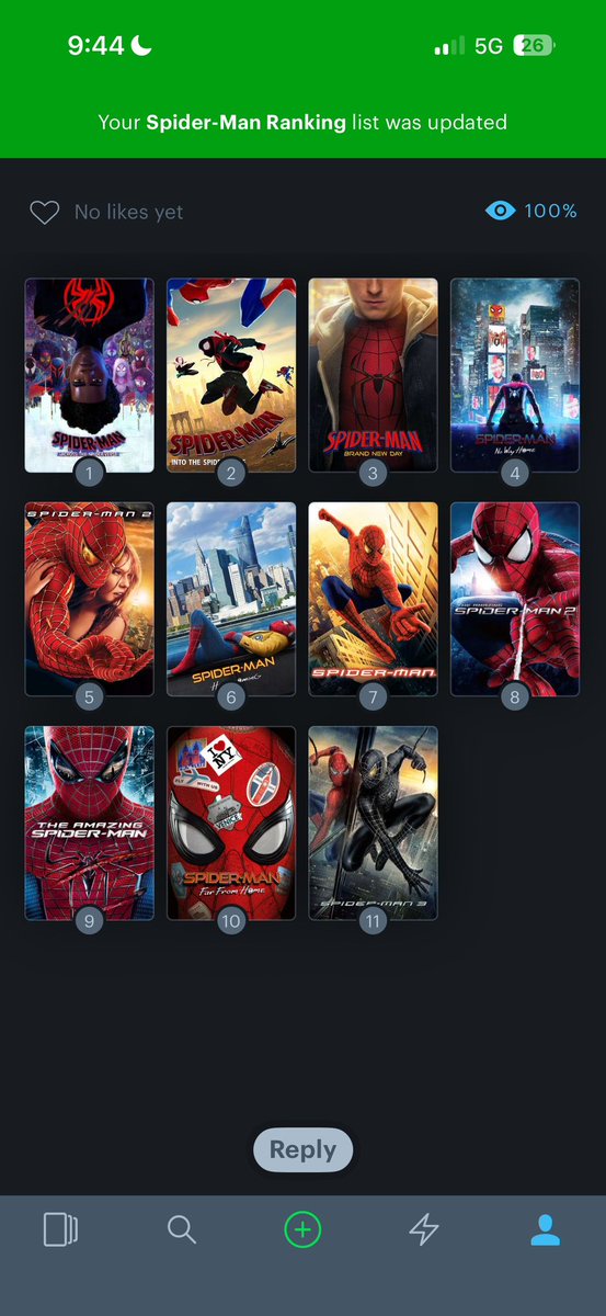 FloridianCoqui's tweet photo. Since everyone seems to be posting there Spider-Man list https://t.co/JFqw3gI3Ho
