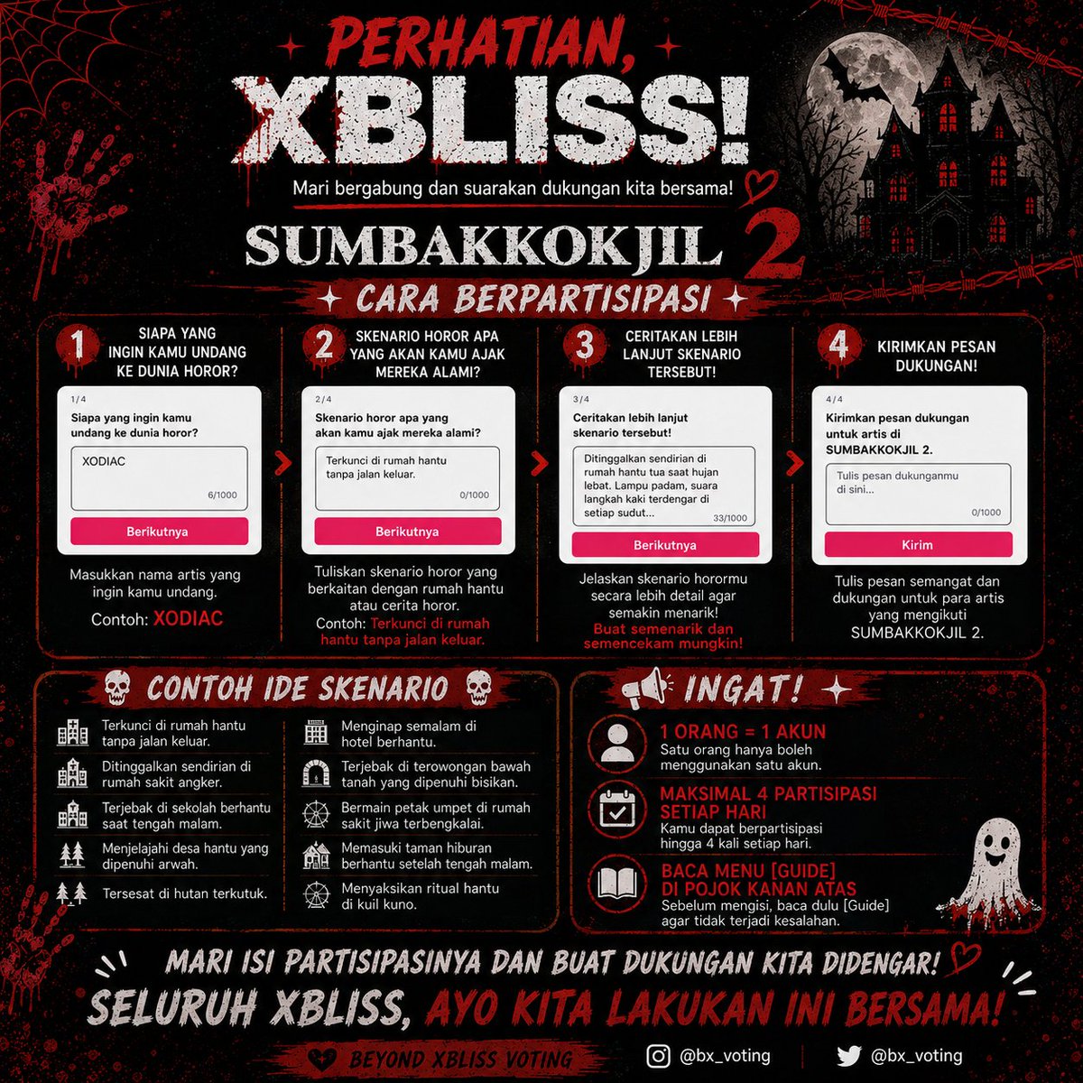 BX_voting's tweet photo. 📢 After our discussion, we decided to go with the Haunted House theme

We invite all X-BLISS to complete the survey and choose the Haunted House scenario you'd like to see.

Thank you for your participation and support! 💙
👉https://t.co/AnC8FUsQbl

#XBLISS #XODIAC https://t.co/90NjzTrIYL