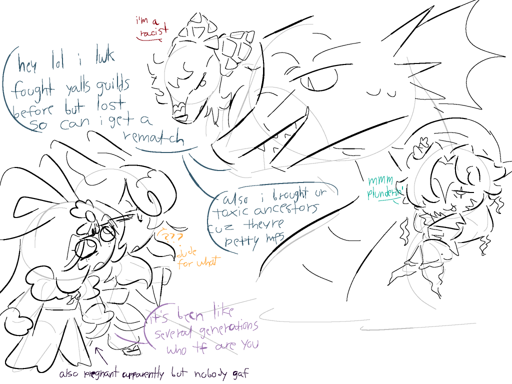 milkcrxwntrvth's tweet photo. my brain once thought of a cool special episode-kind of story to develop the guild lores more but i have no motivation so ig take this sketch????
#cookierunkingdom #oc #manjucookie #jagaecookie #manjagae #abalonecookie https://t.co/mU6DfZvCRX