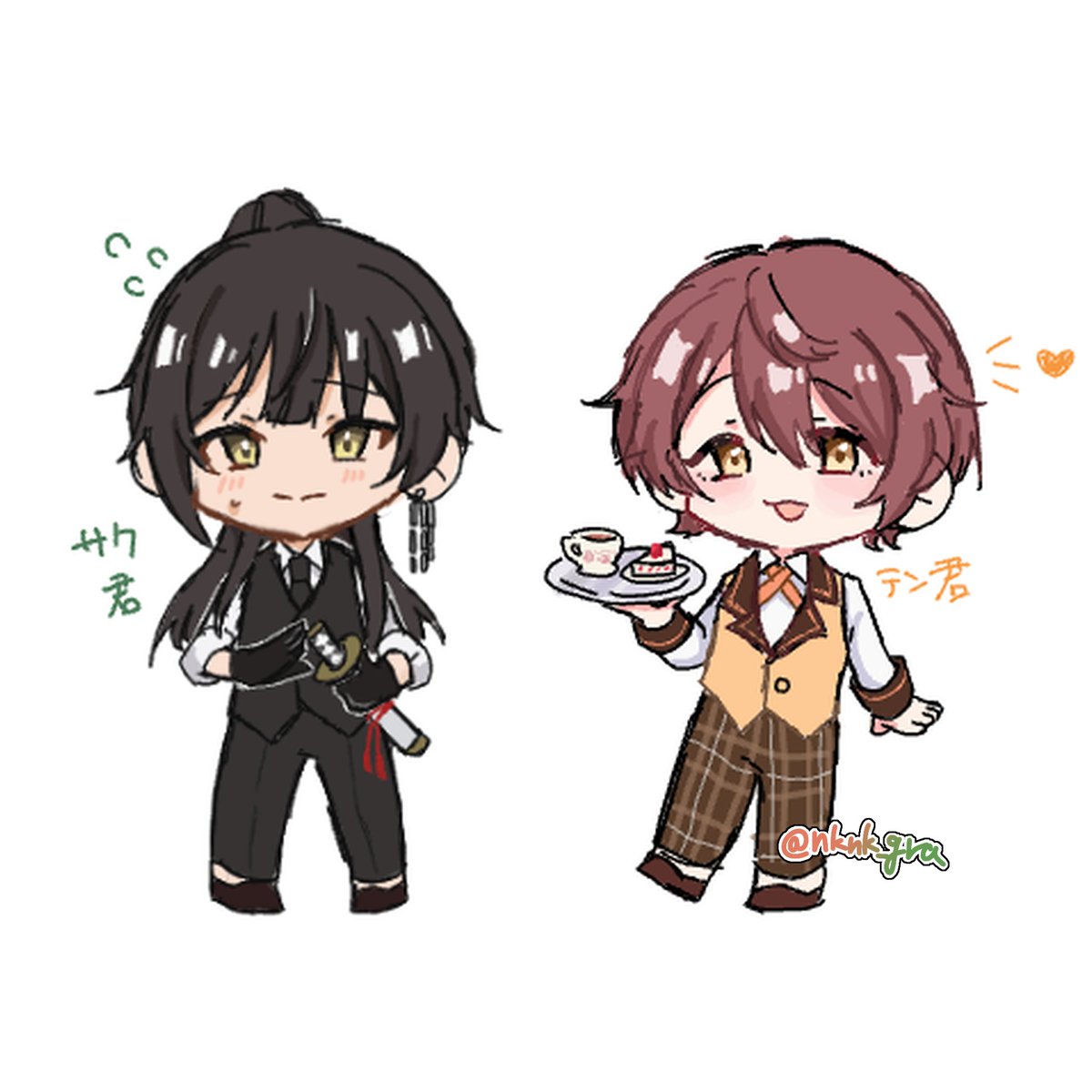 nknk_gra's tweet photo. 絵チャで描いたテン君&amp;サク君 https://t.co/FWADnabk8c