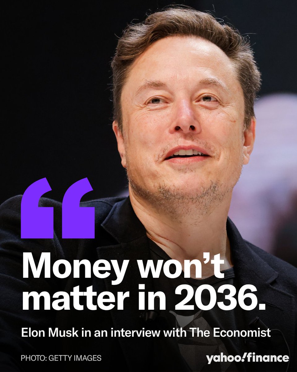YahooFinance's tweet photo. Coming from the world’s only former trillionaire: "Money won’t matter in 2036." https://t.co/GmpkPS8sXM https://t.co/wZmZvklUKm